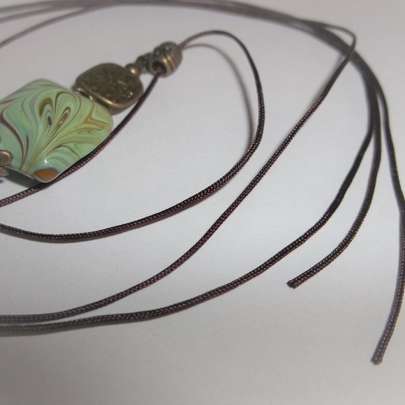 Boho Green & Brown Bronze Beaded Necklace Jewelry Gift For Her Handmade 6742 - Picture 6 of 10